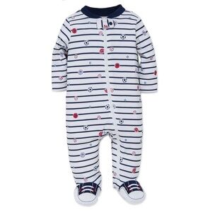 Little Me Baby Boys 100% Cotton Scratch Free Sleeper Footie Sports Star 3 Months